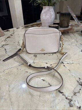 Coach Leather Crossbody Bag in Light Cream with Gold Hardware